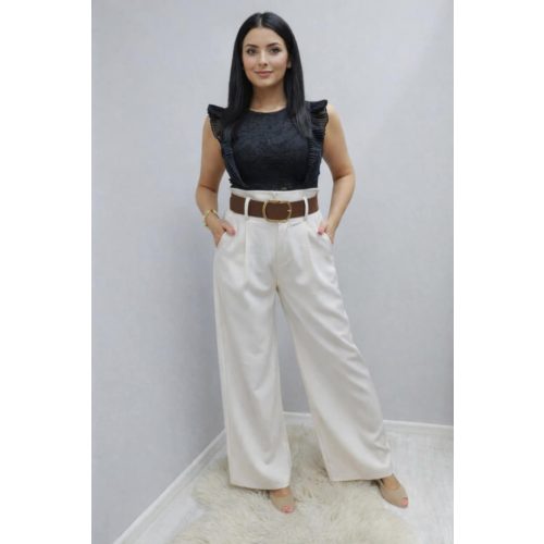   Nagyon csinos magas derekú bő szárú nadrág övvel (bézs)