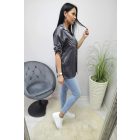 Csinos fényes anyagú blúz (fekete)