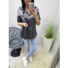 Csinos fényes anyagú blúz (fekete)