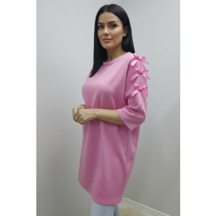 Csinos vállán masnis tunika (rózsaszín)