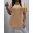 Csinos V kivágott puha anyagú rövid ujjú pulóver (narancs)