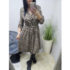 Ocelotmintás ruha derekán megkötővel