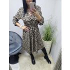 Ocelotmintás ruha derekán megkötővel