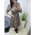 Ocelotmintás ruha derekán megkötővel