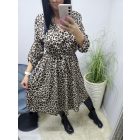 Ocelotmintás ruha derekán megkötővel