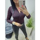 Gyönyörű átlapolt csillogós flitteres elegáns body (bordó-fekete)