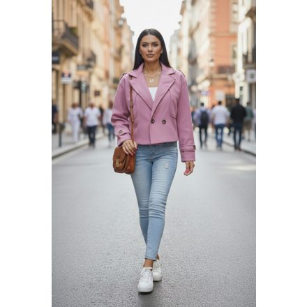 Nagyon csinos rövid fazonú gombos kabát (mályva)