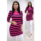 Finoman bordázott csíkos kötött ruha (pink-fekete)
