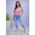 Divatos Push-up-os  koptatott farmernadrág övvel (S 2613-H)