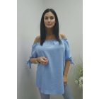 Csinos vállán gumírozott ujján megköthető felső (babakék)