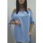 Csinos vállán gumírozott ujján megköthető felső (babakék)