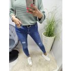 Divatos szaggatott farmernadrág övvel (S6552-7)