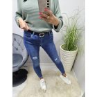 Divatos szaggatott farmernadrág övvel (S6552-7)