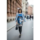 Különleges mintás zsebes tunika/ruha (petrol-barna)