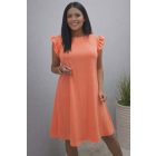 Nagyon csinos fodros vállú A vonalú pamutruha (narancs)