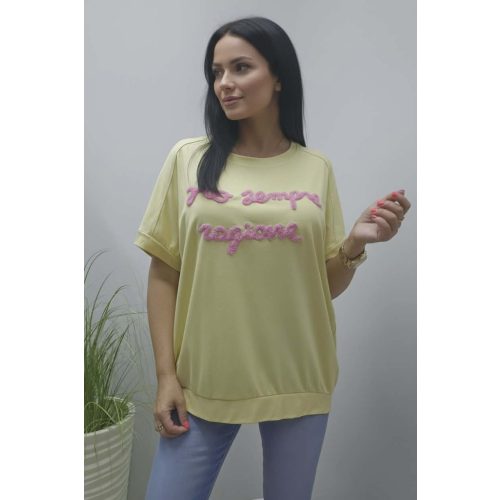 Csinos feliratos lezser felső (sárga)