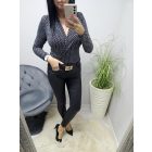 Gyönyörű átlapolt csillogós flitteres elegáns body (ezüst-fekete)