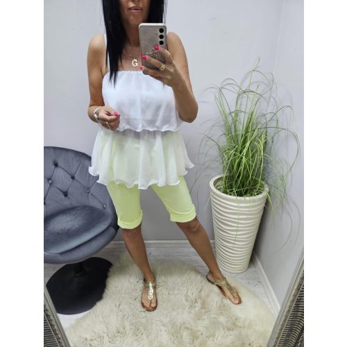 Nagyon csinos gyűrt hatású térdnadrág (neonsárga)