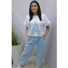 Gyönyörű puha anyagú prémium kétrészes szett (babakék)