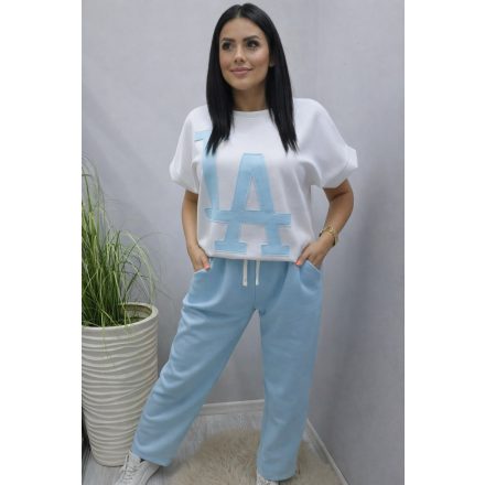 Gyönyörű puha anyagú prémium kétrészes szett (babakék)