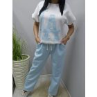 Gyönyörű puha anyagú prémium kétrészes szett (babakék)