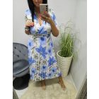 Gyönyörű virágmintás pliszírozott ruha övvel