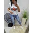 Nagyon csinos karcsúsított szűk fazonú mintás póló (American football)