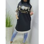 Csinos Cool feliratos tunika (fekete-bézs)