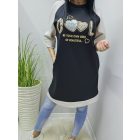 Csinos Cool feliratos tunika (fekete-bézs)