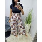 Csinos alján levélmintás overál derekán megkötővel 