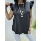 Csinos vállán fodros felső nyaklánccal (fekete)