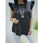 Csinos vállán fodros felső nyaklánccal (fekete)