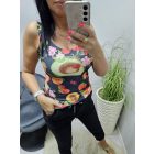 Csinos gyümölcs mintás trikó (fekete alap)