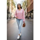 Csinos virágmintás gombos kardigán (rózsaszín)