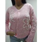 Csinos virágmintás gombos kardigán (rózsaszín)