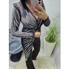 Nagyon elegáns strasszkövekkel díszített overál (csokoládébarna)