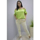 Nagyon csinos derekán gumírozott megkötős gyűrt hatású nadrág (sárga)