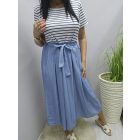 Csinos felső részén csíkos alján farmer hatású ruha derekán megkötővel (2)