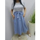 Csinos felső részén csíkos alján farmer hatású ruha derekán megkötővel (2)