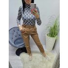 Nagyon csinos magas derekú műbőr nadrág övvel (barna)