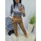 Nagyon csinos magas derekú műbőr nadrág övvel (barna)