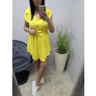 Csinos mellrészen gombos derekán megkötős ruha(sárga)