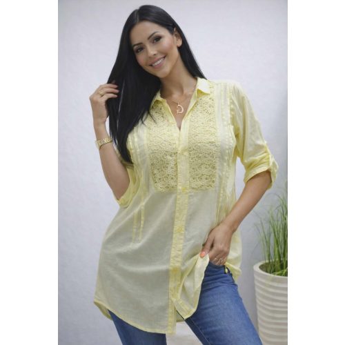 Gyönyörű madeira mintás blúz  (sárga)