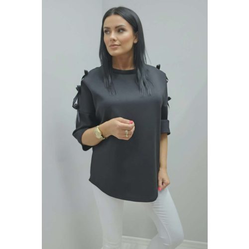 Csinos vállán masnis felső (fekete)