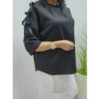 Csinos vállán masnis felső (fekete)