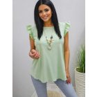 Csinos vállán fodros felső nyaklánccal (almazöld)