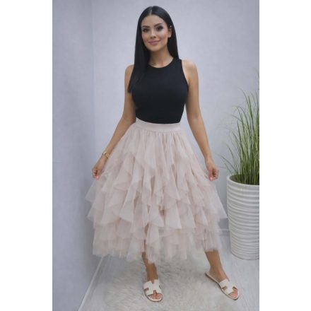 Gyönyörű gumis derekú tüll szoknya (bézs)