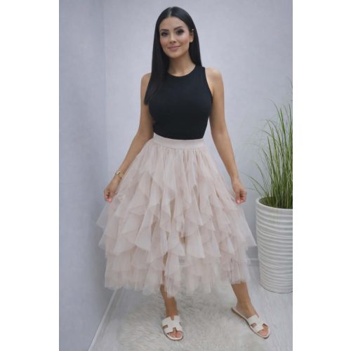 Gyönyörű gumis derekú tüll szoknya (bézs)