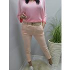 Nagyon csinos gumírozott derekú tavaszi nadrág övvel (barack)