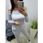 Csinos vállra húzható szürke felső